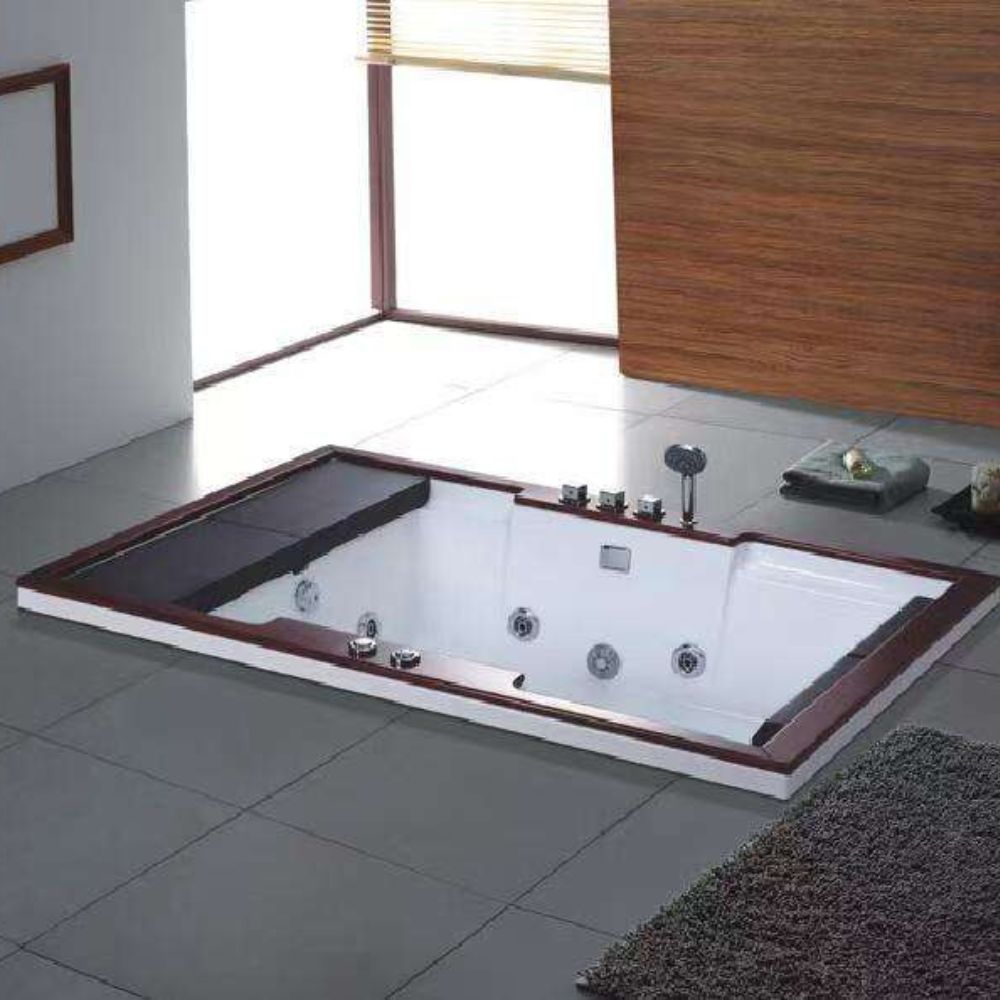 Modern 2-Person Square Drop-In Bathtub