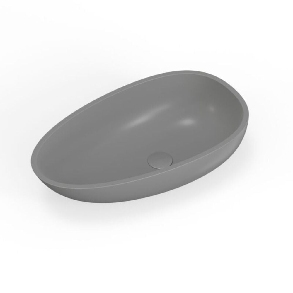 A matte black oval bathroom sink basin with a single drain hole, shown on a clean white background.