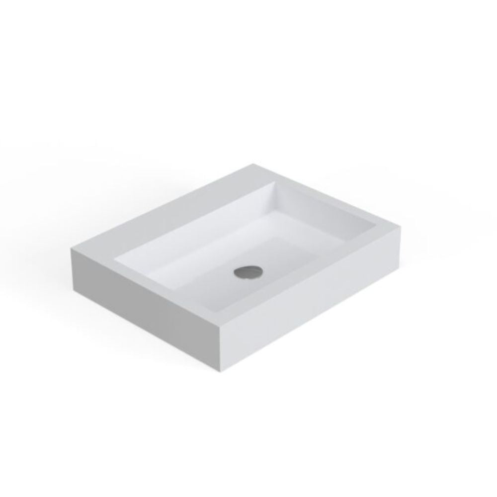 Rectangular white sink on a white background