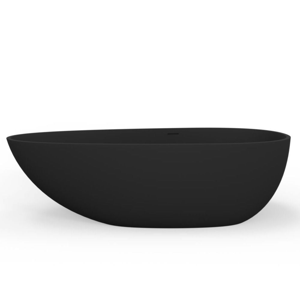 Black ceramic bowl on a white background