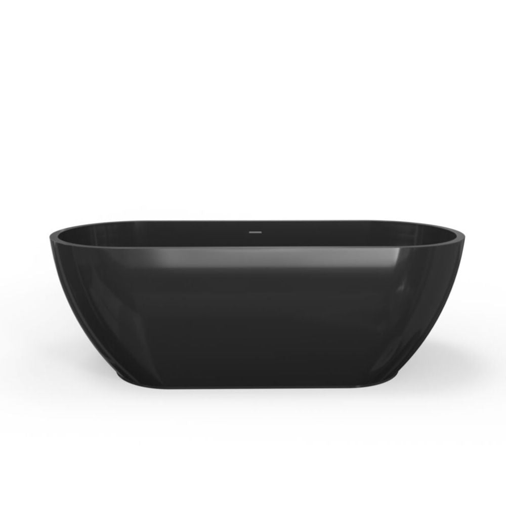 Black freestanding bathtub on a white background