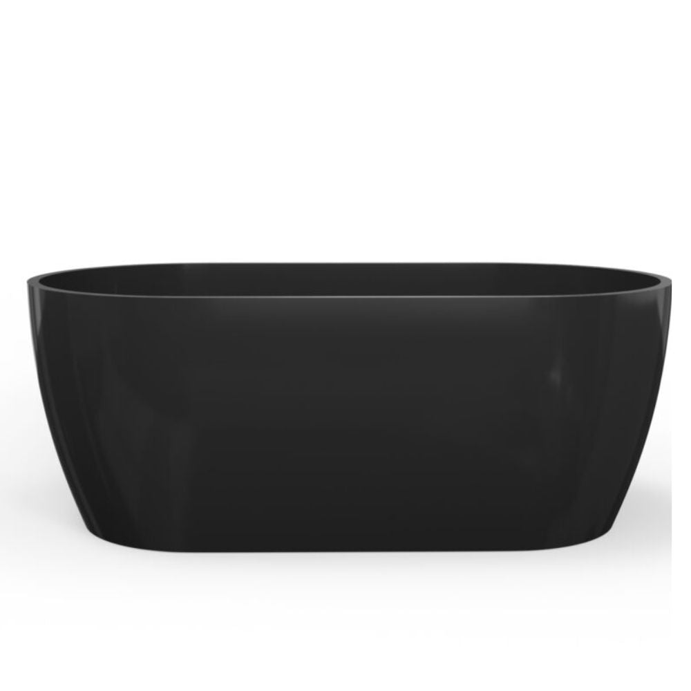 Black oval planter on a white background