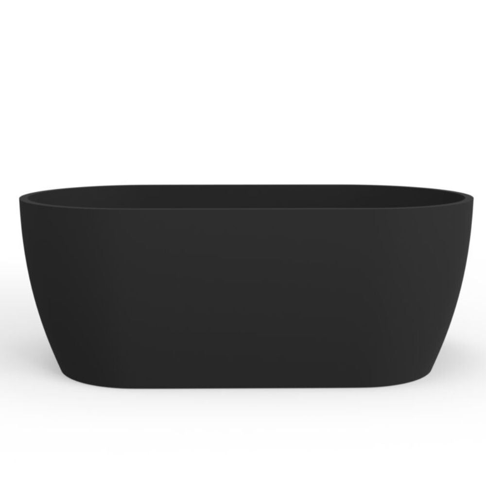 Black oval planter on a white background