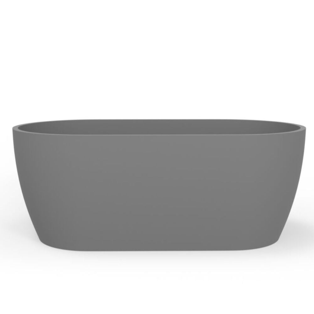Gray oval planter on a white background