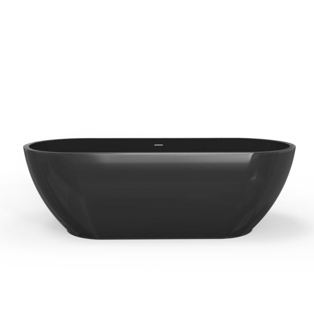 Black freestanding bathtub on a white background