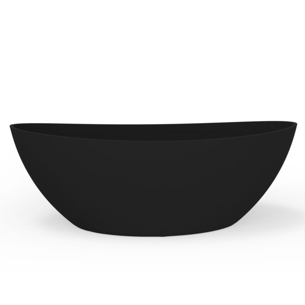 Black oval planter on a white background