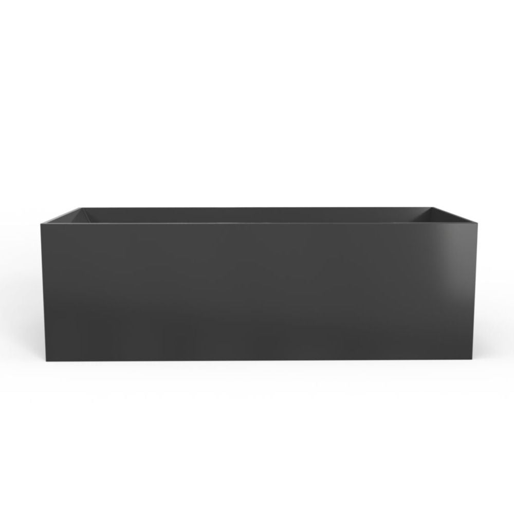 Black rectangular planter box on a white background