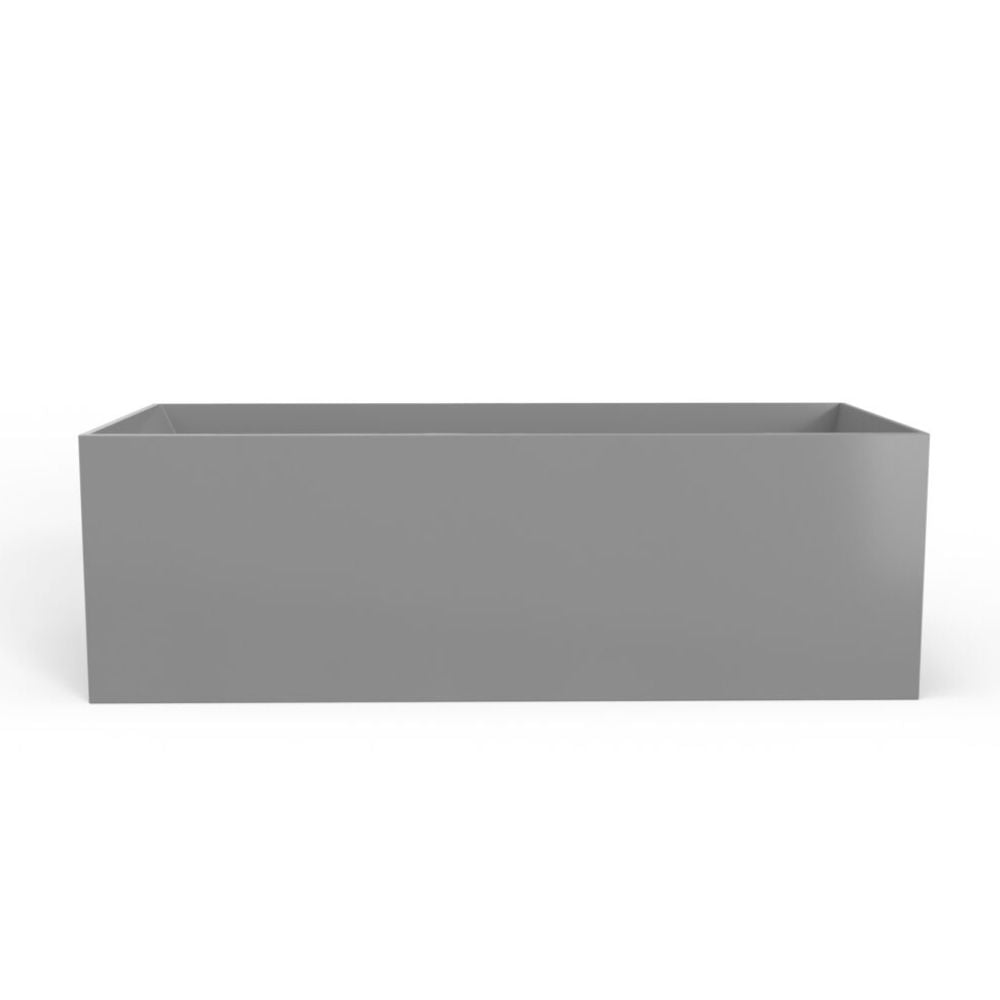 Rectangular gray planter box on a white background