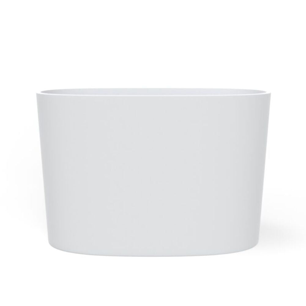 White oval planter on a white background