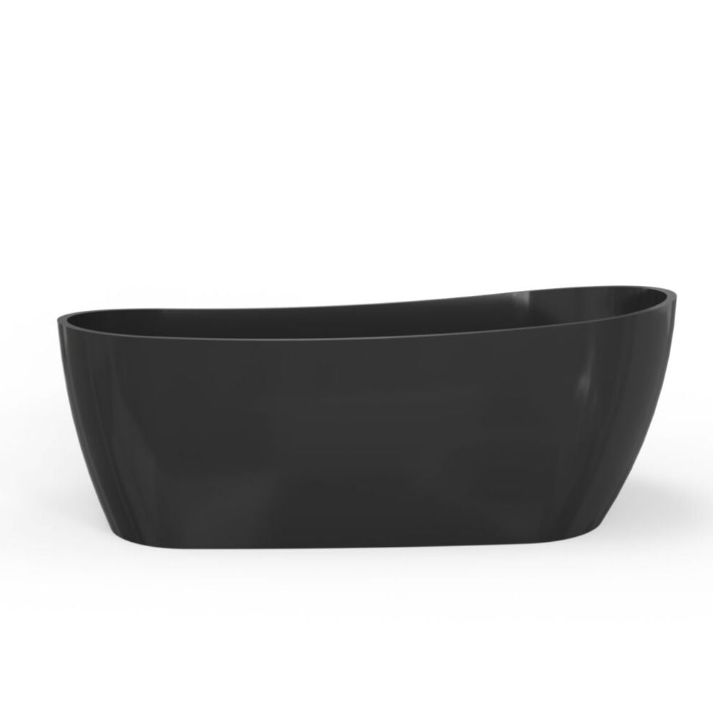 Black freestanding bathtub on a white background