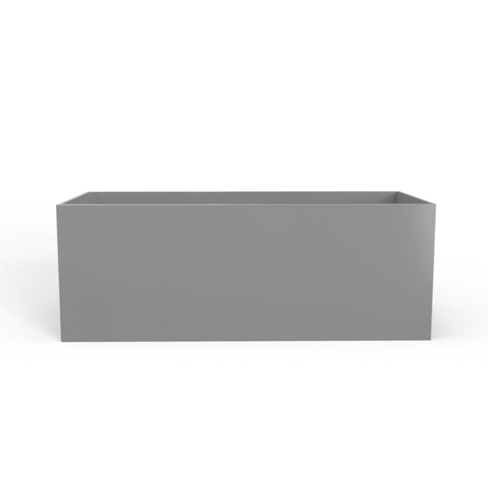 Rectangular gray planter box on a white background