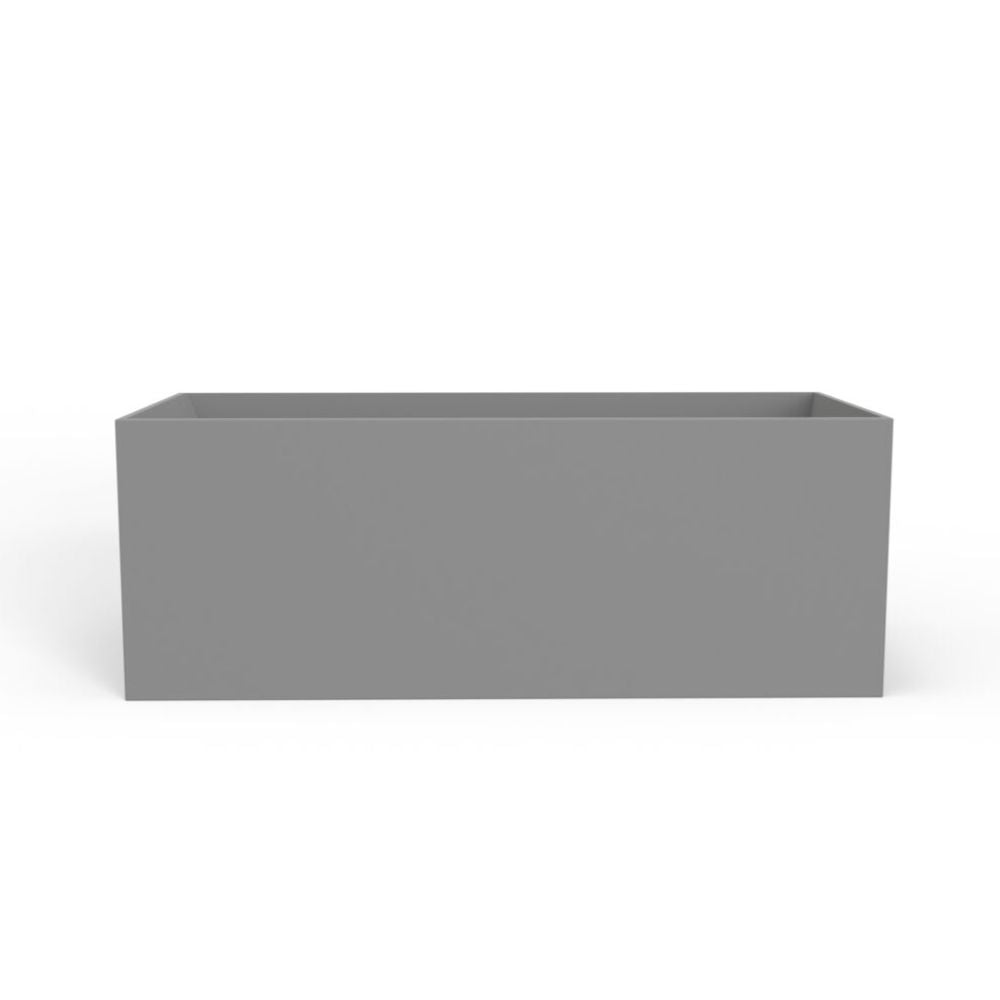 Rectangular gray planter box on a white background