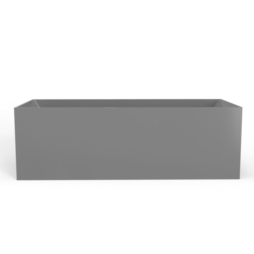 Rectangular gray planter box on a white background