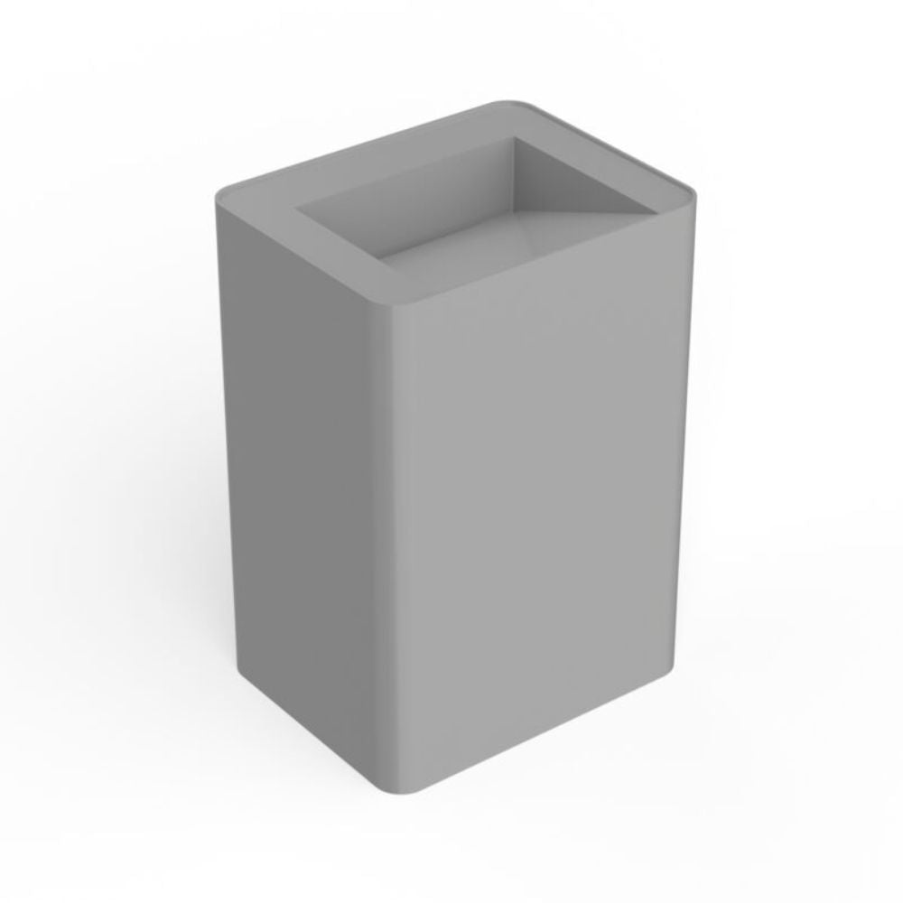 A gray rectangular container with a square open top, shown on a plain white background.