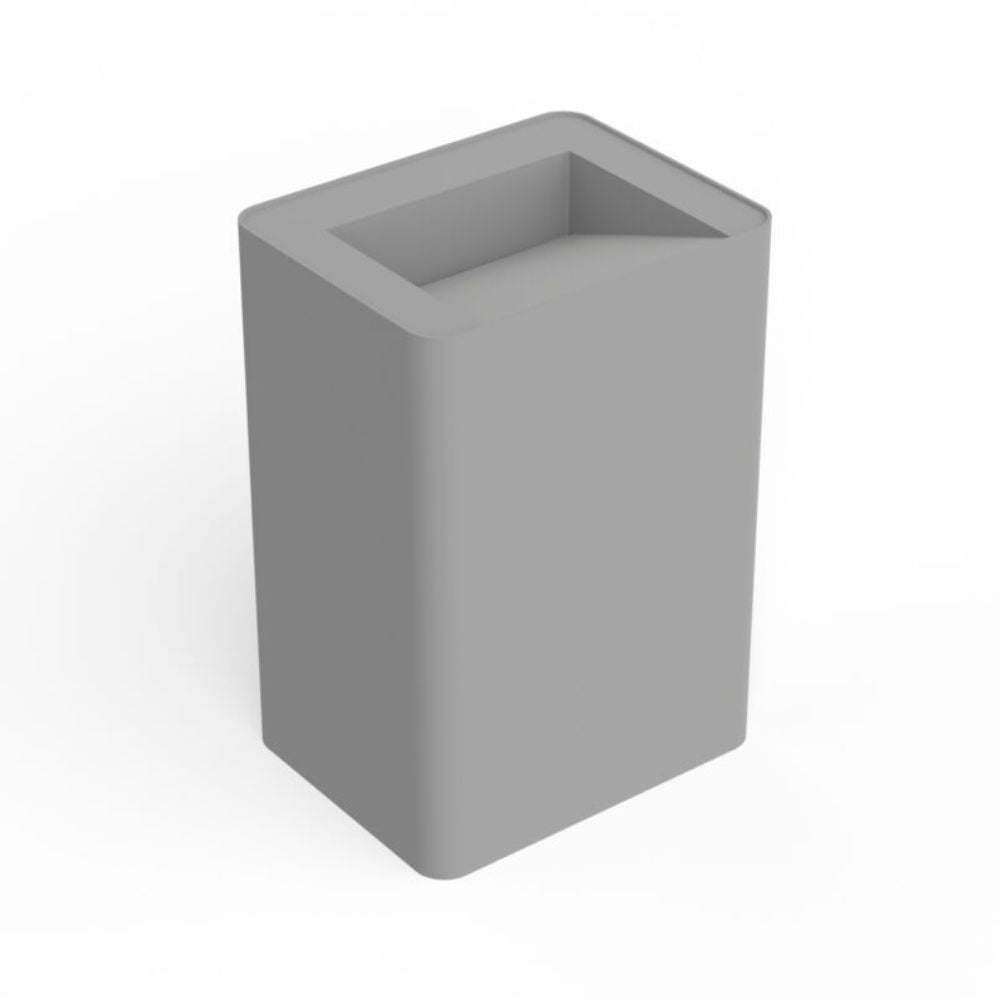 A gray rectangular container with a square-shaped open top, shown on a plain white background.