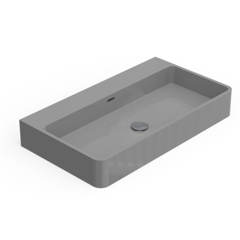 Gray rectangular sink on a white background