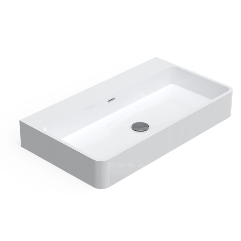 Rectangular white sink on a white background