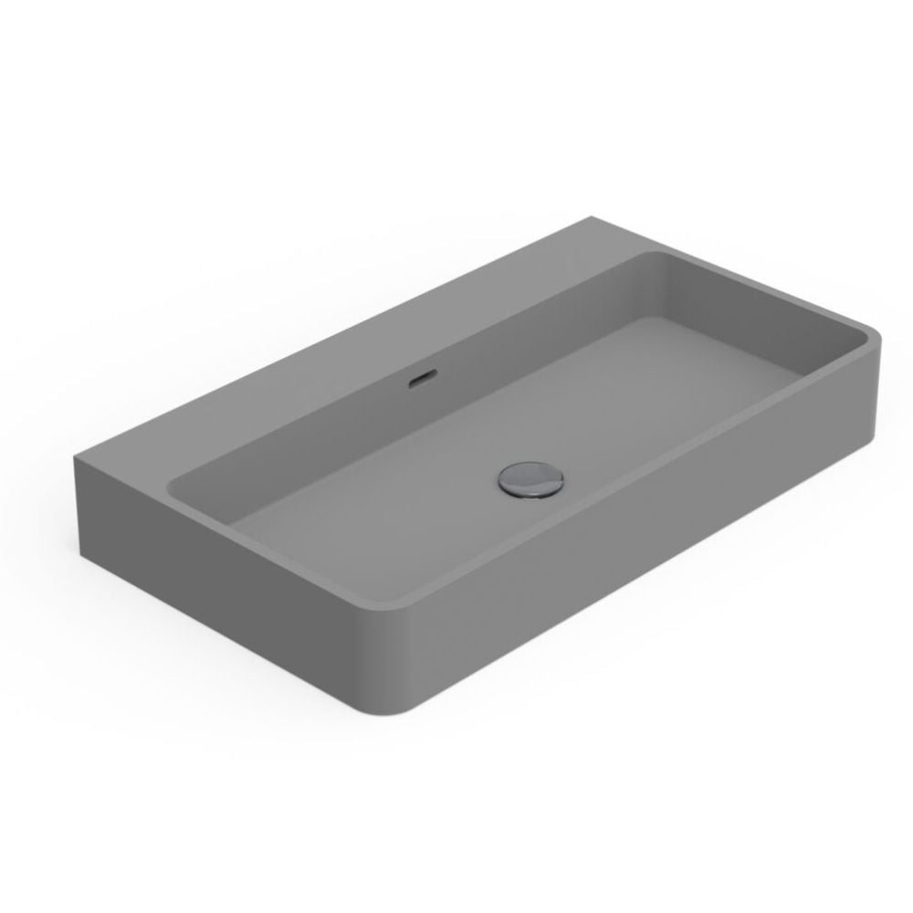 Gray rectangular sink on a white background
