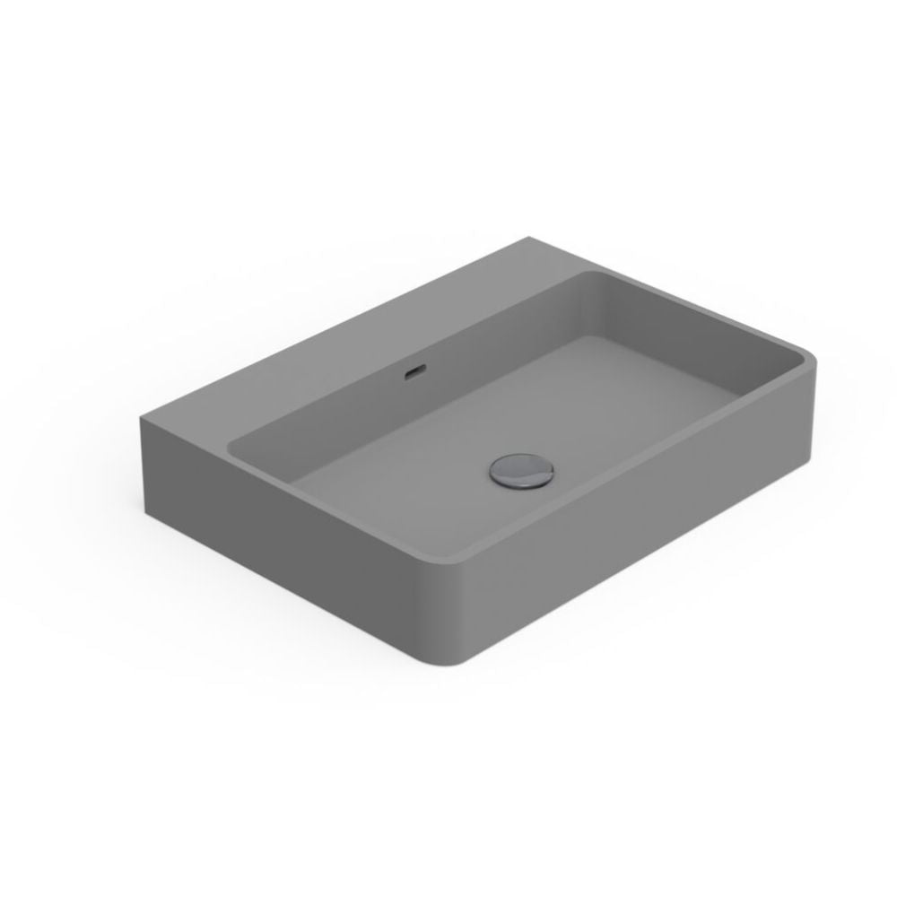 Gray rectangular sink on a white background