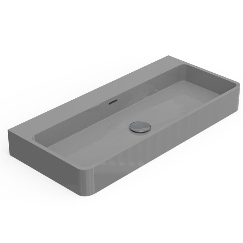 Gray rectangular sink on a white background