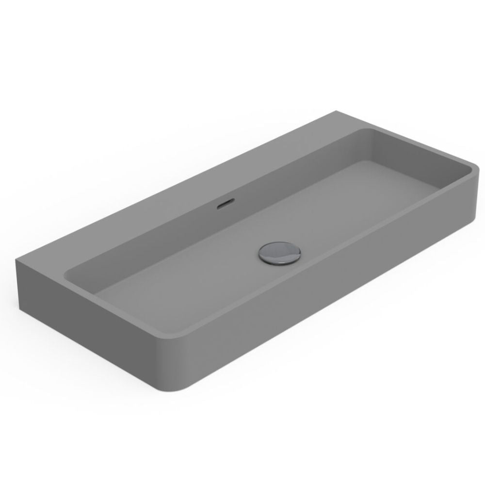 Gray rectangular sink on a white background