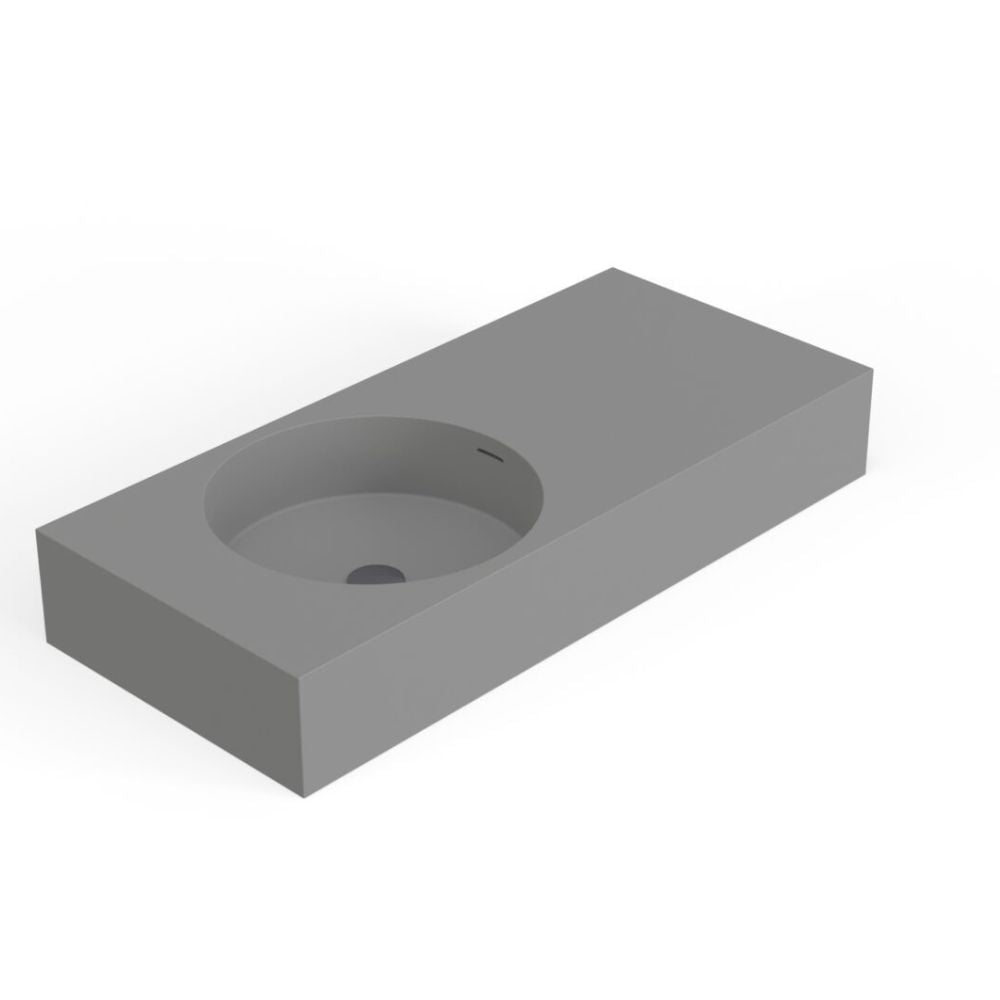 Rectangular concrete sink on a white background