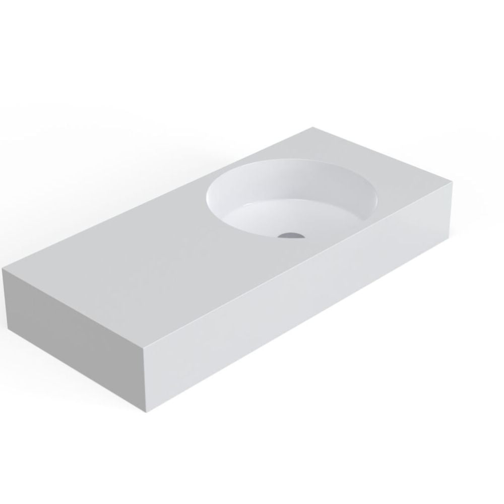 Rectangular white sink with basin on a white background