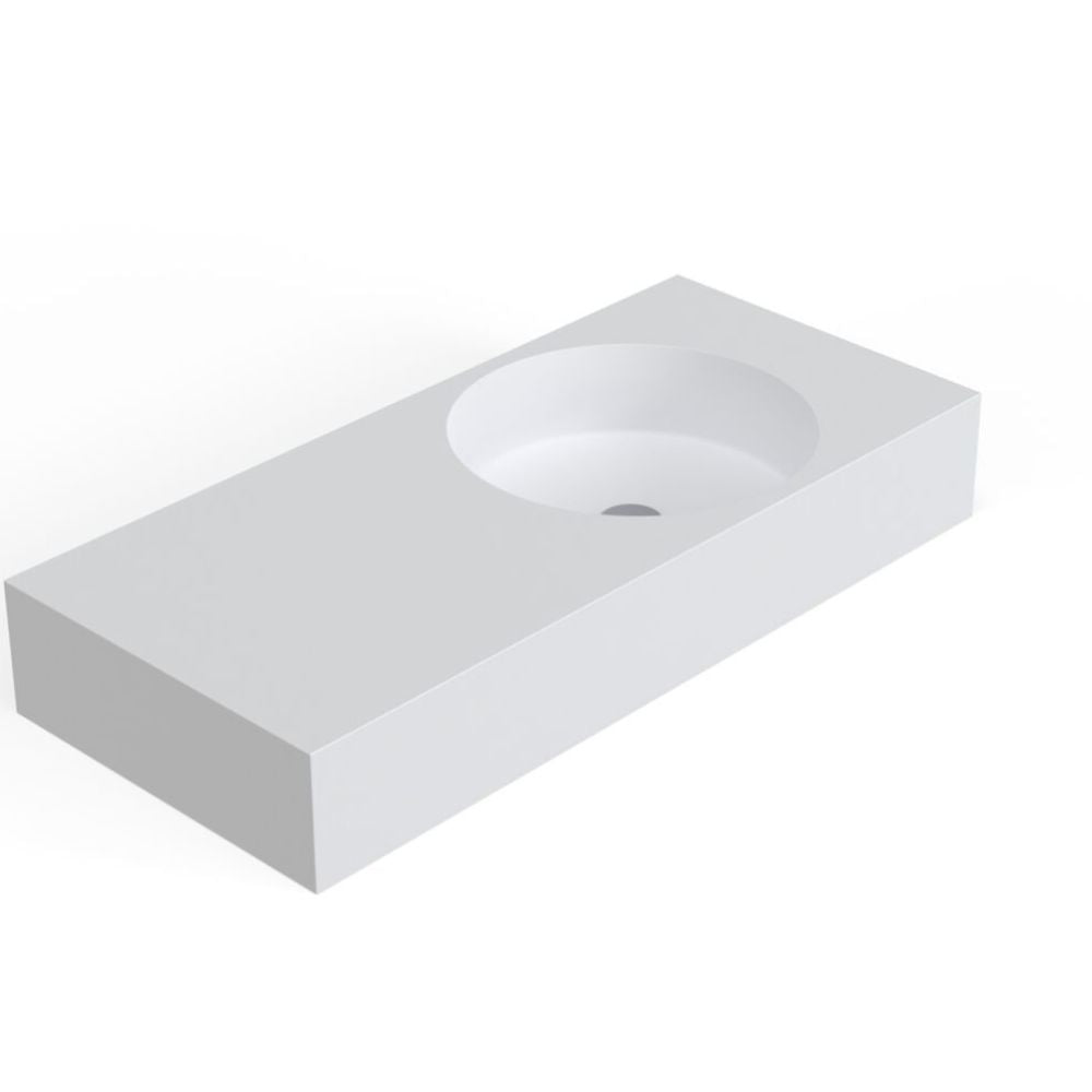 White rectangular sink with basin on a white background