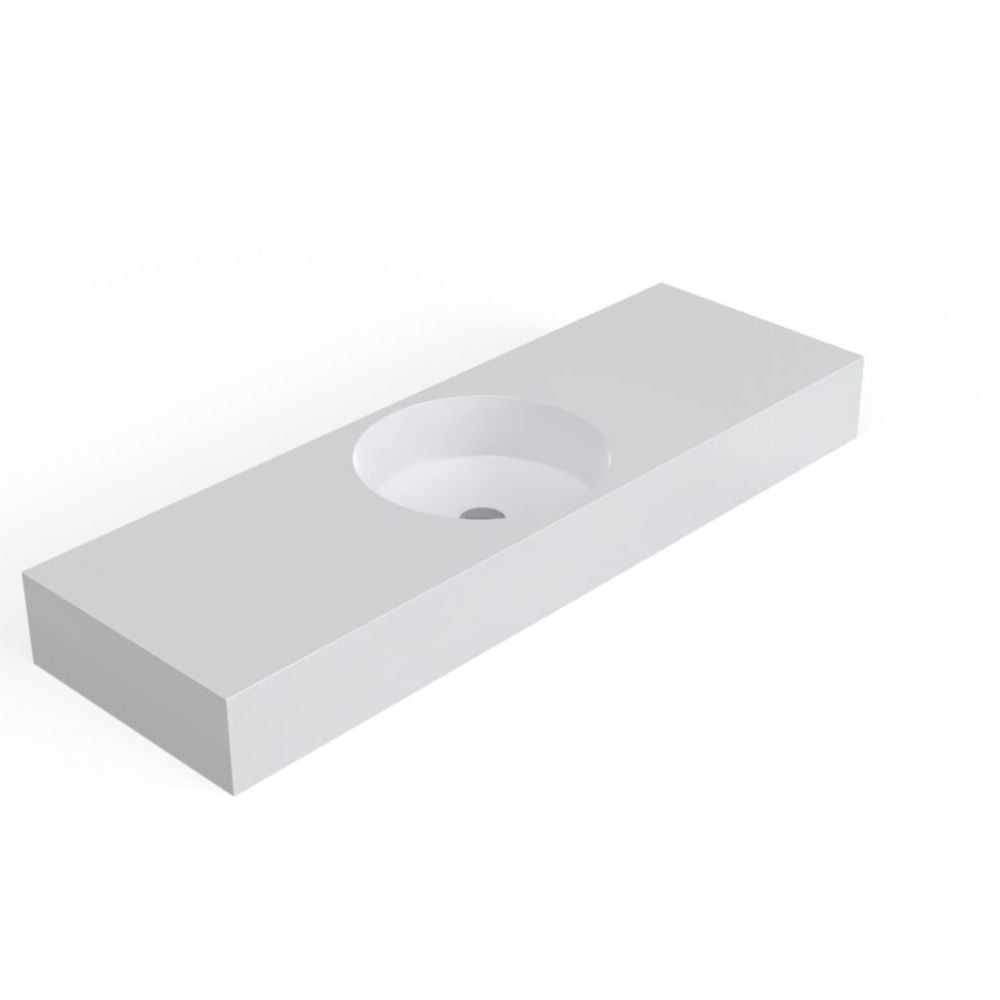 White rectangular sink with integrated basin on a white background