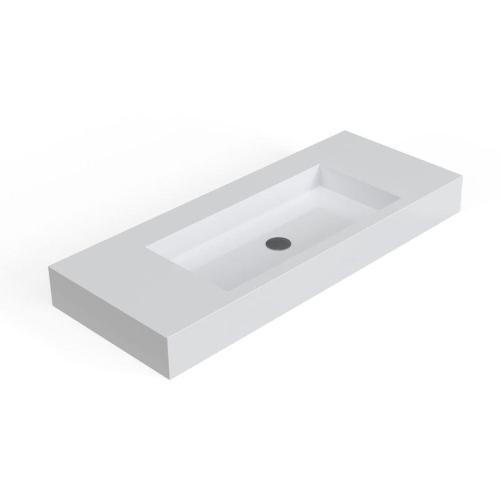 Rectangular white sink on a white background