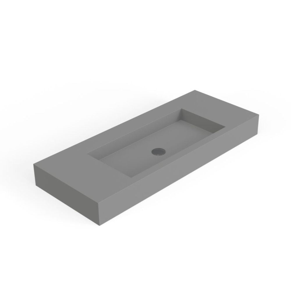 Rectangular concrete sink on a white background