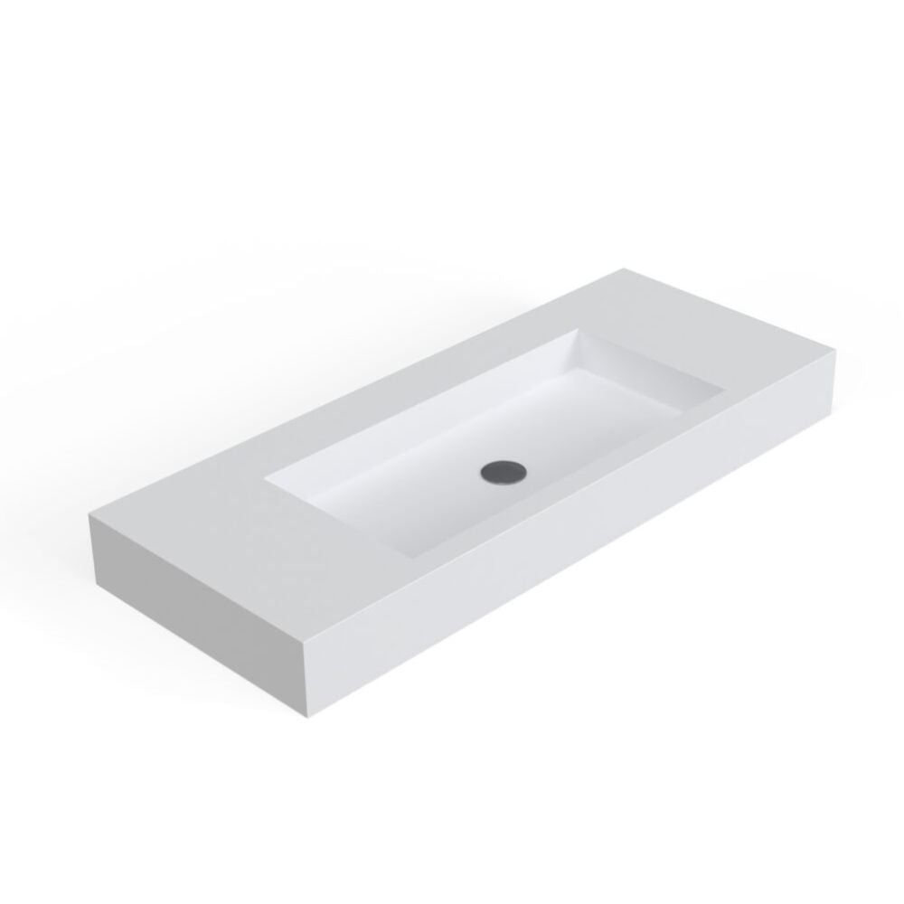 Rectangular white sink on a white background