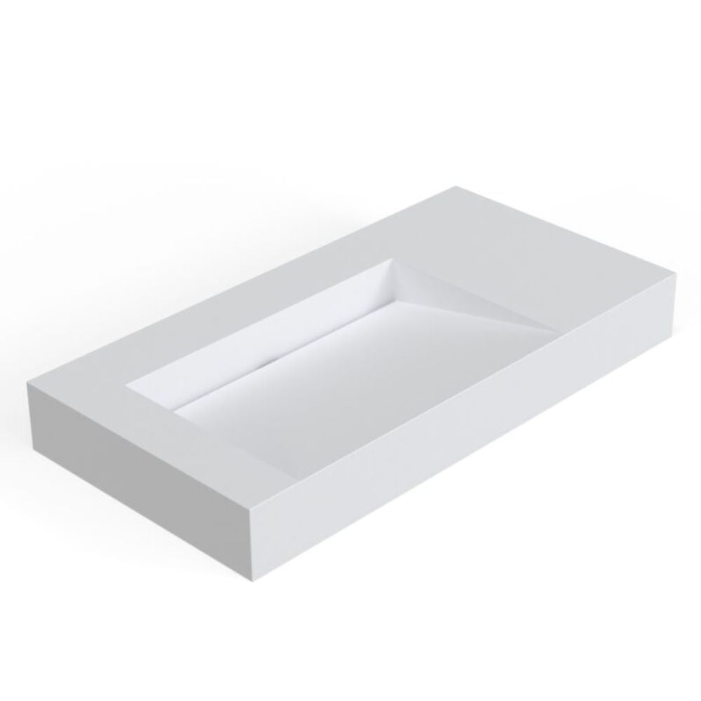 White rectangular box with a cutout for an object on a white background