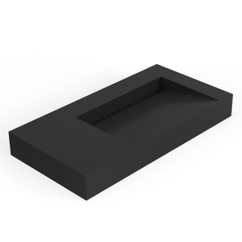 Black rectangular object on a white background