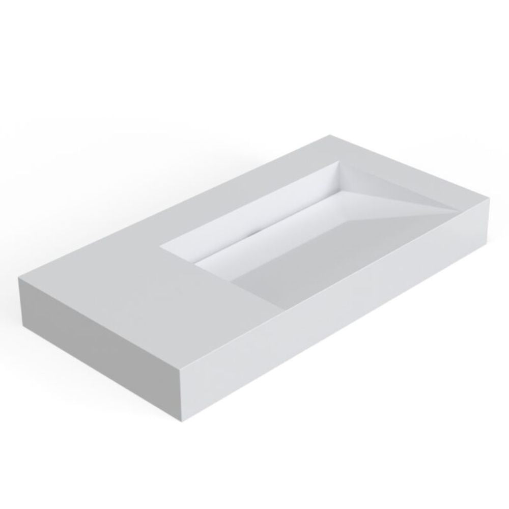 White rectangular box with a cutout for a product on a white background