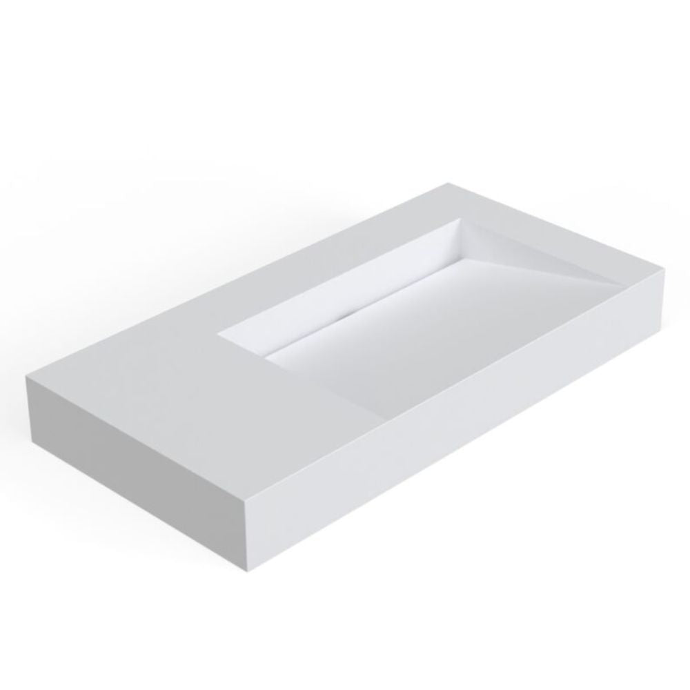 White rectangular box with a cutout window on a white background