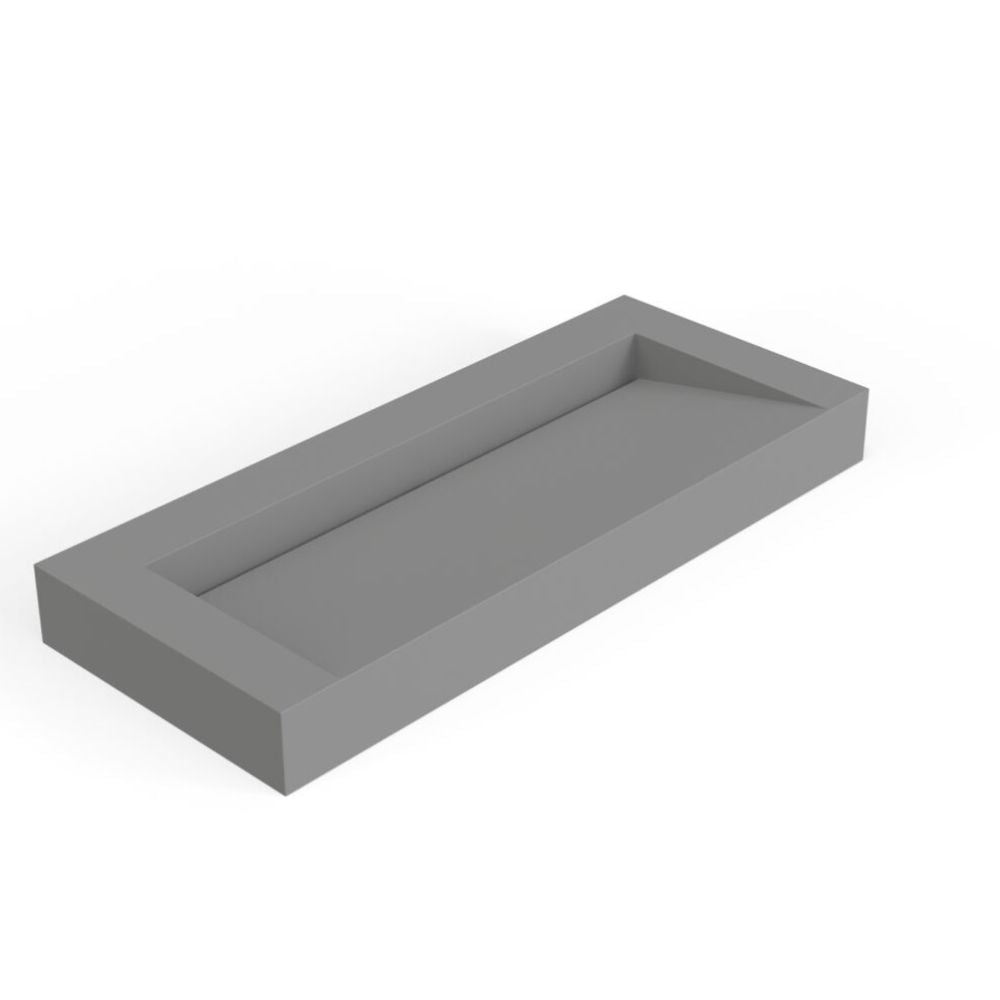 Rectangular gray planter box on a white background