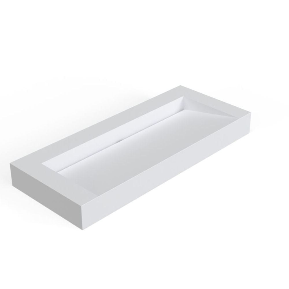 White rectangular box with a cutout for displaying a product on a white background