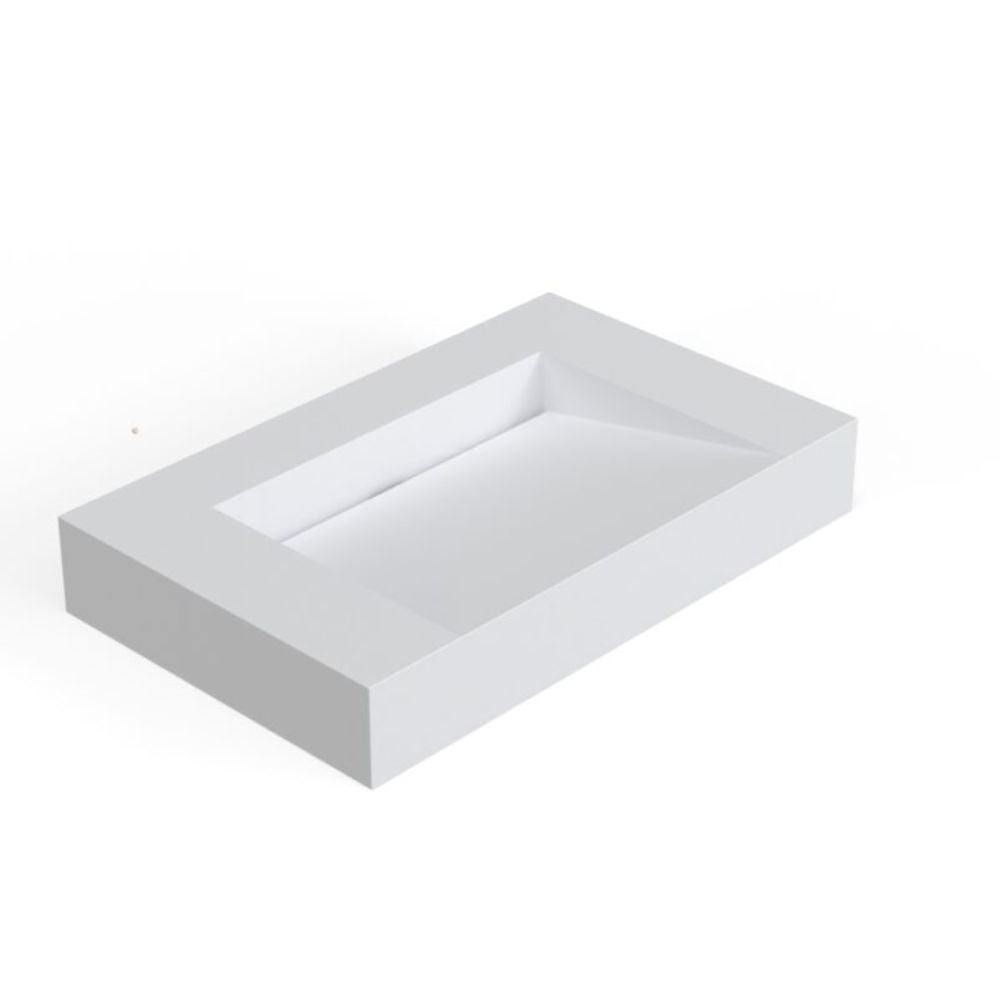 White rectangular box with a cutout for an object on a white background