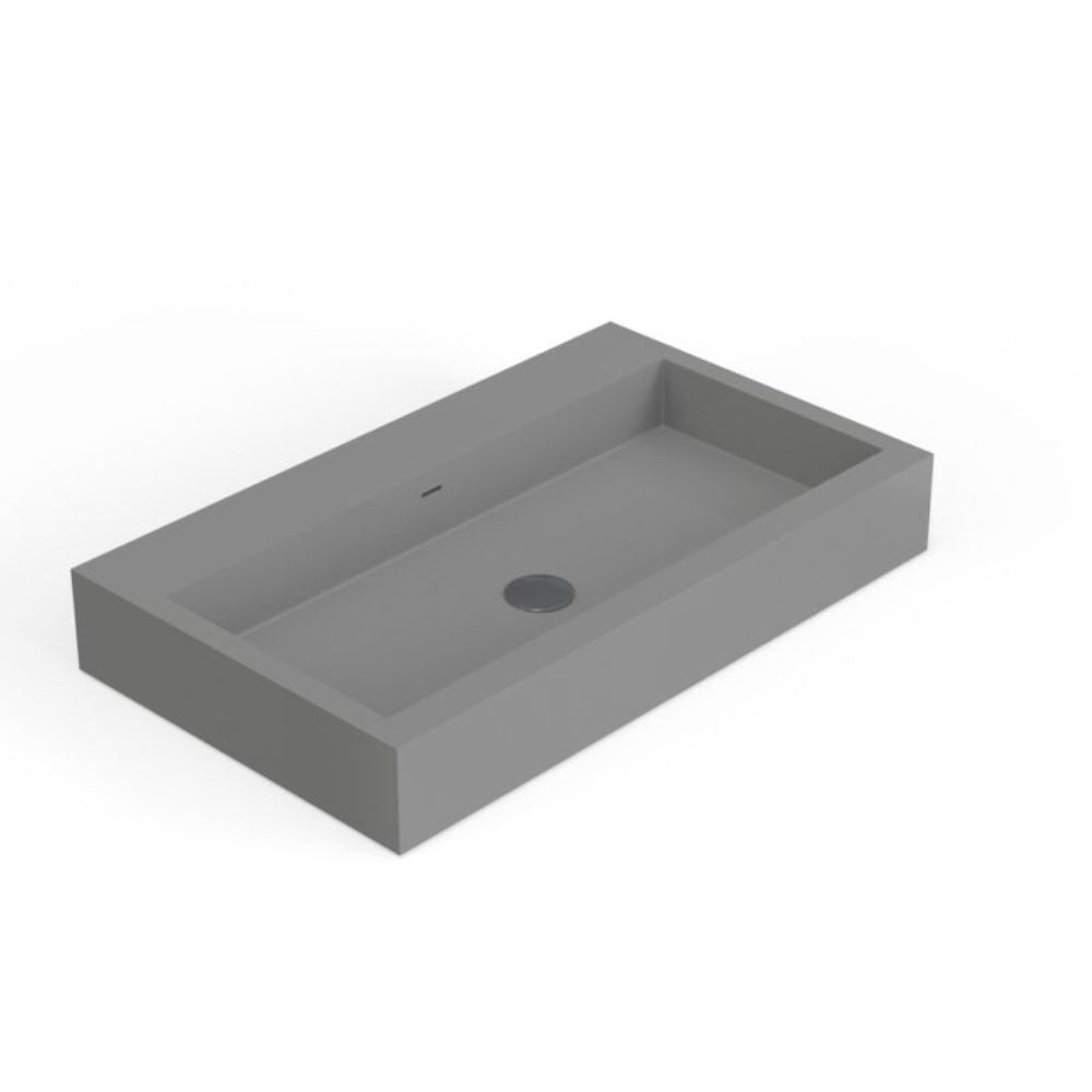 Gray rectangular sink on a white background