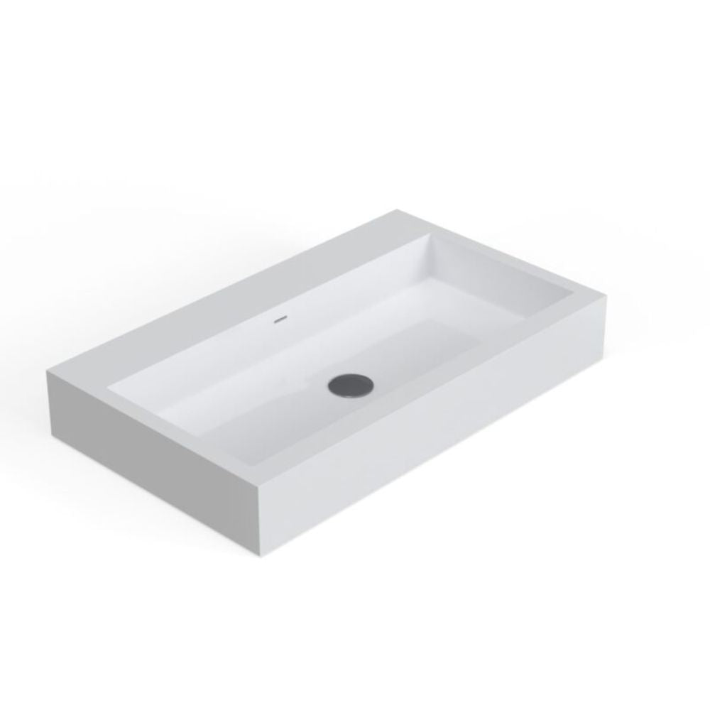 Rectangular white sink on a white background