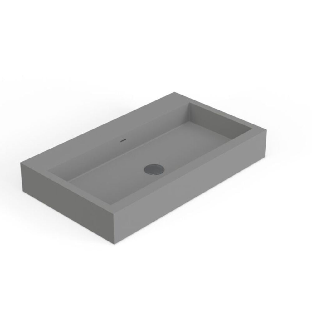 Gray rectangular sink on a white background
