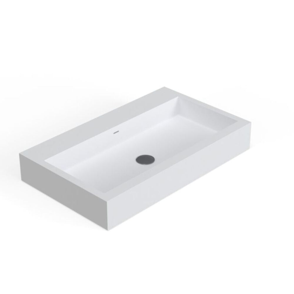 Rectangular white sink on a white background