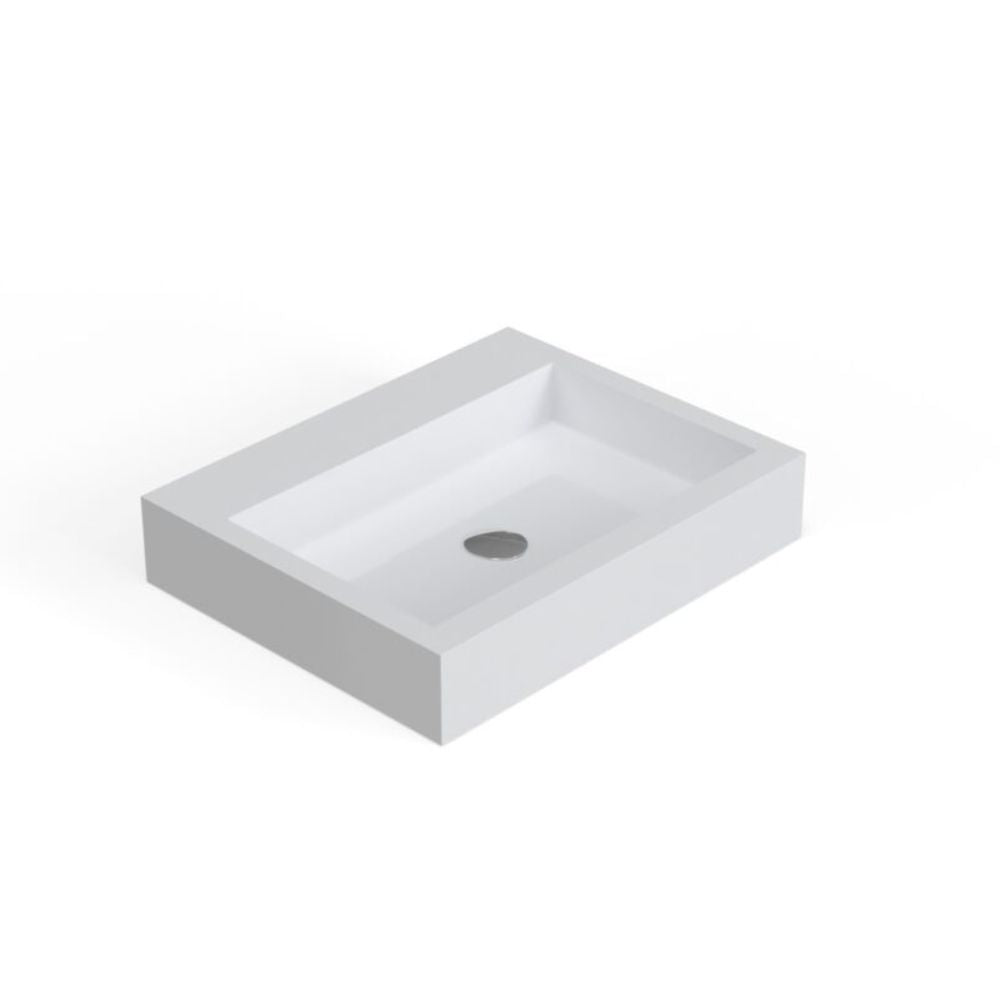 Rectangular white sink on a white background