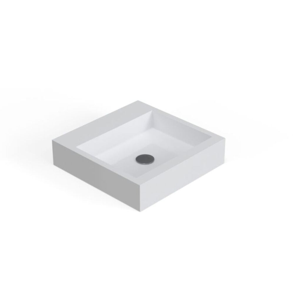 Square white sink on a white background