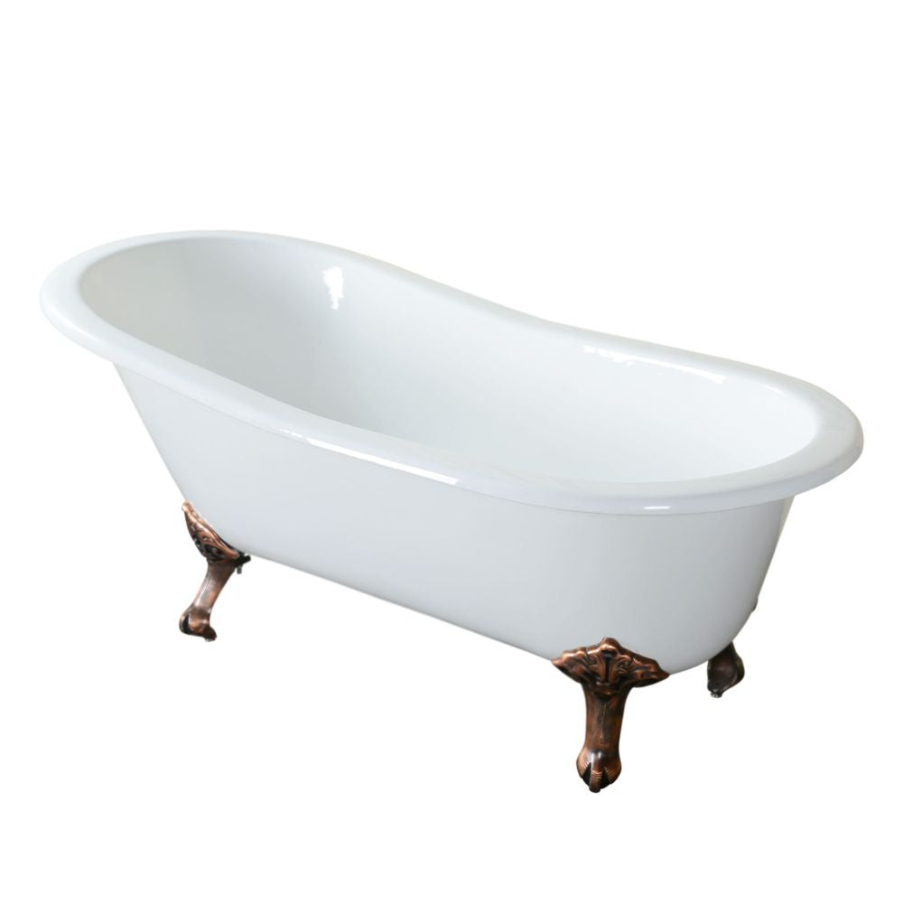Traditional Antique Copper Cast Iron Claw Foot Bathtub