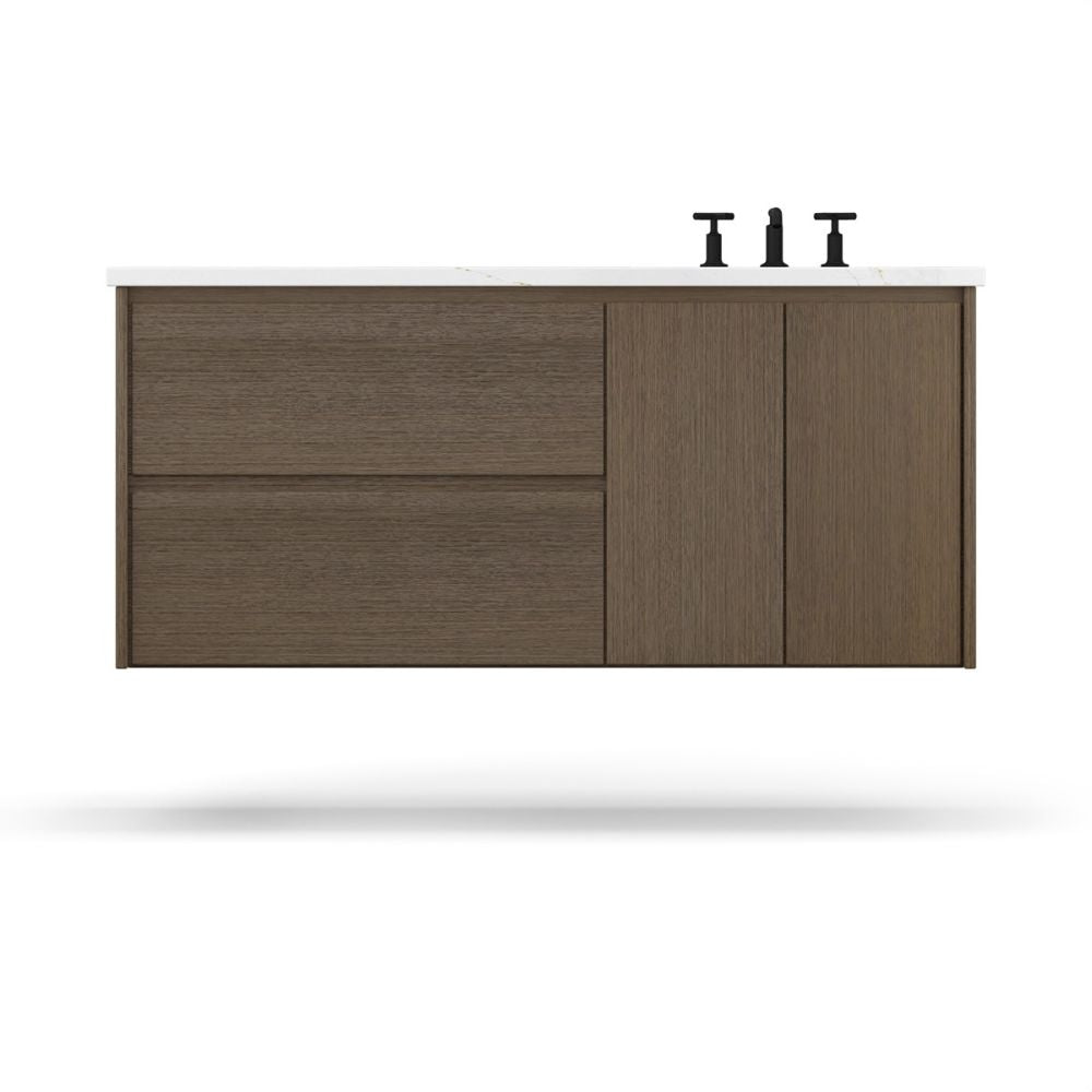 Vanderloc 42" Gilded Single Right Offset Bath Floating Vanity