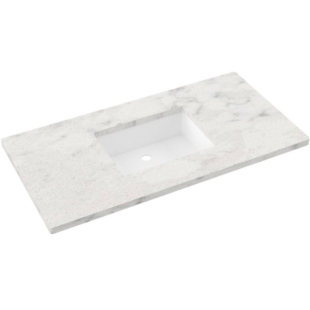 White marble bathroom vanity top on a white background