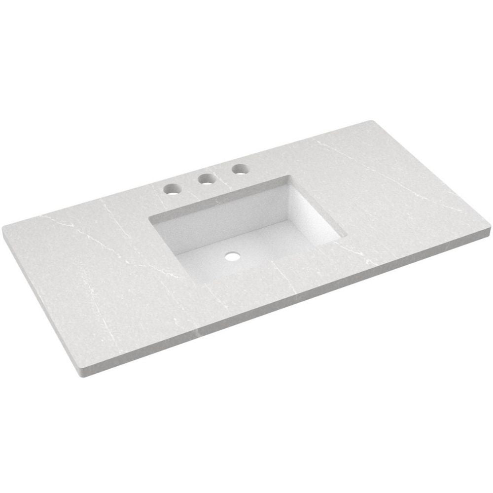 White ceramic sink basin with three holes on a white background