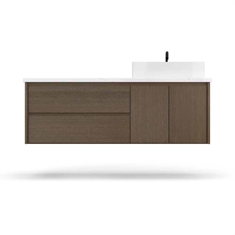 Vanderloc 60" Gilded Single Right Offset Bath Floating Vanity